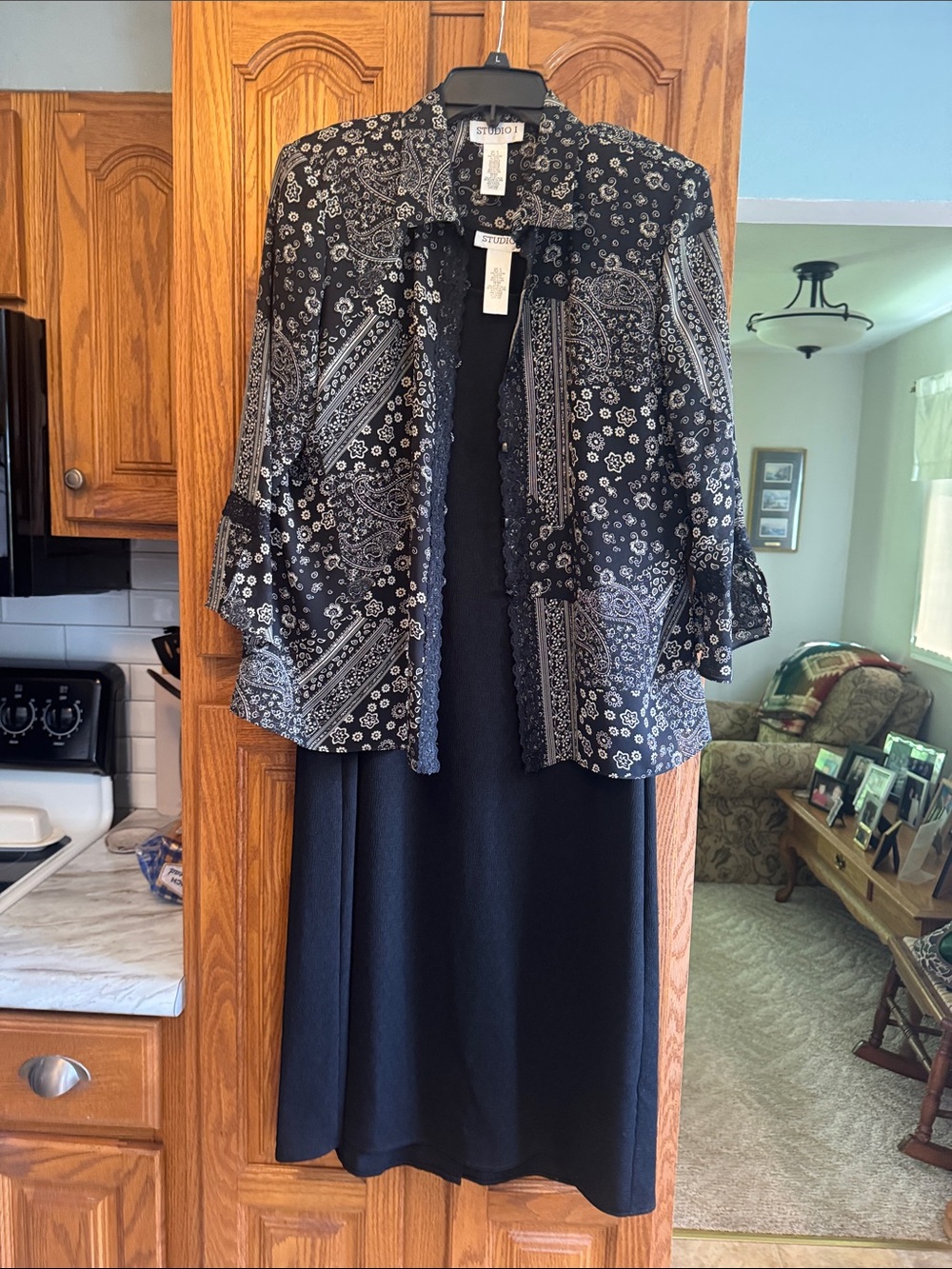Studio I Black Midi Skirt with Black Paisley Jacket